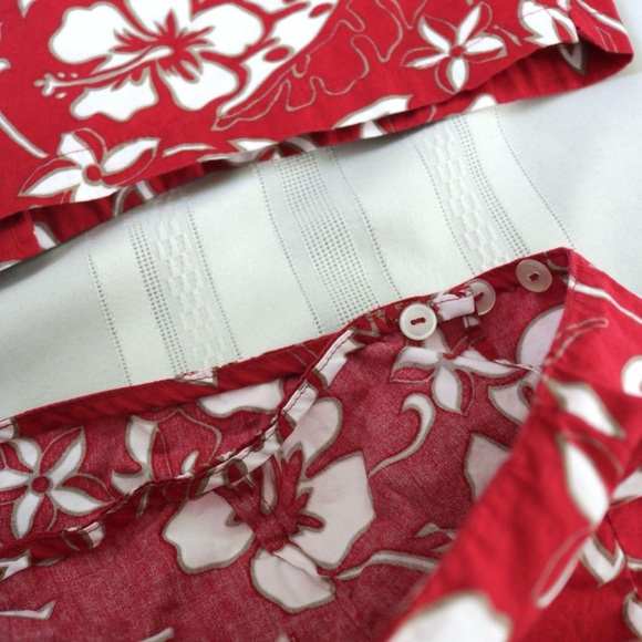 Hilo Hattie the Hawaiian red hibiscus flower 2 piece shirt and skirt set - Picture 7 of 8